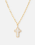 Halskette mit weißem Emaille-Kreuz